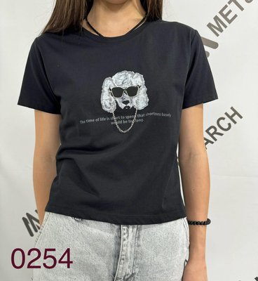 Жіноча футболка з принтом та ланцюжком S-L (в кольорах) ER 0254 фото
